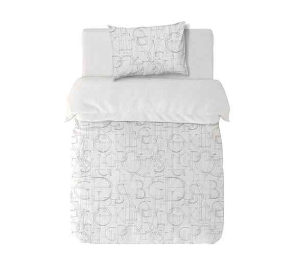 Funda Plumón Alfabet White Cuna 145 x 105 cm
