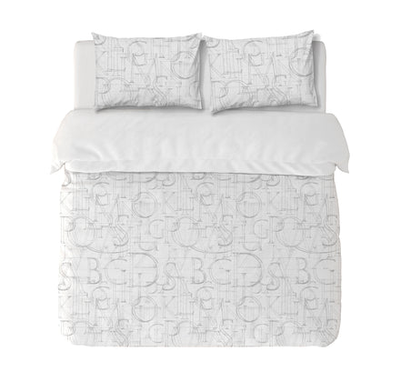  Textiles, Tela, Cojín, Funda Plumón, Piecera, Ropa Cama, Textil, cubre plumón, Genero, Cojines, Manta, Chal, Cubre Cama, Diseño Alfabet White