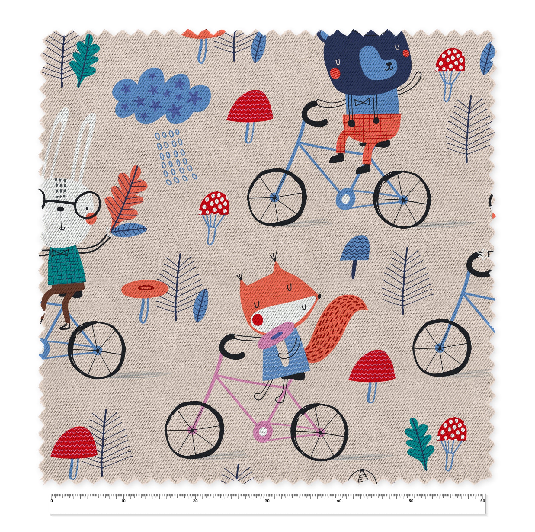 Tela Biking Animals x Metro (1,40 mts ancho)