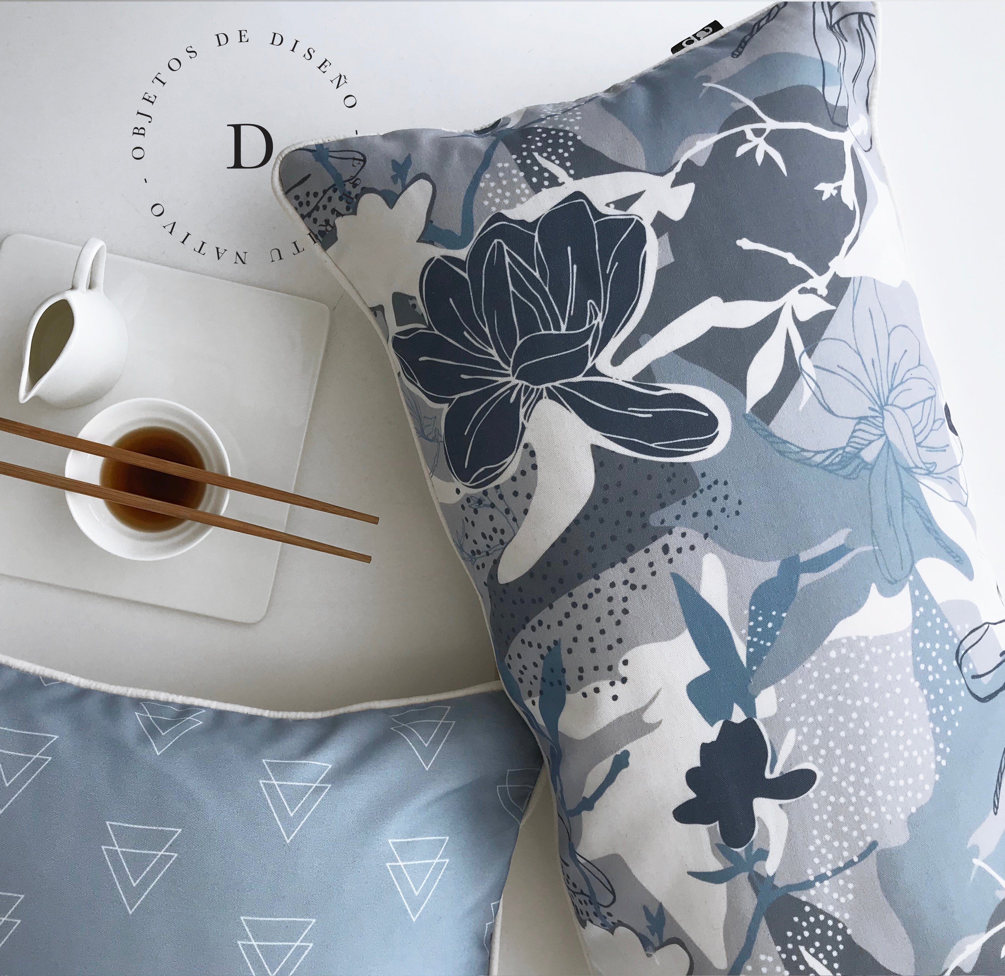 Textiles, Tela, Cojín, Funda Plumón, Piecera, Ropa Cama, Textil, cubre plumón, Genero, Cojines, Manta, Chal, Cubre Cama, Diseño Blue Flower