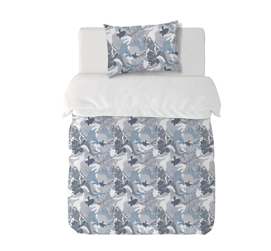 Funda Plumón Blue Flower Cuna 145 x 105 cm