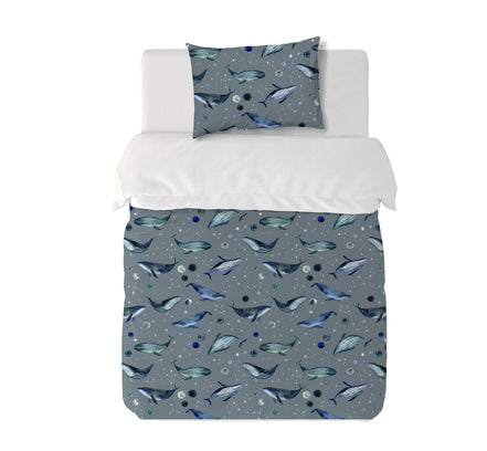 Funda Plumón Blue Whales Cuna 145 x 105 cm