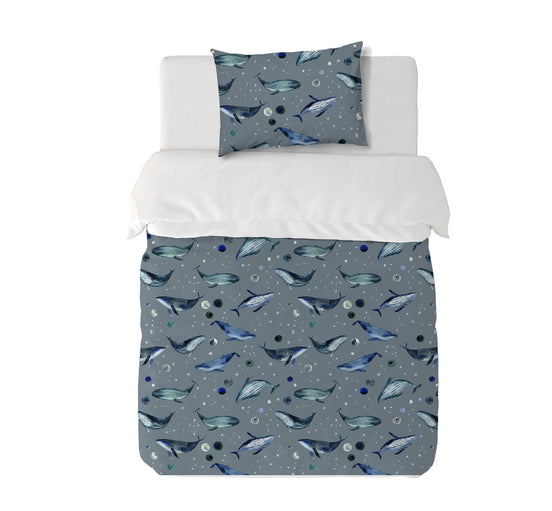 Funda Plumón Blue Whales Cuna 145 x 105 cm