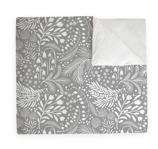 Manta Acolchada (Piecera) Grey Flowers 210 x 140 cm