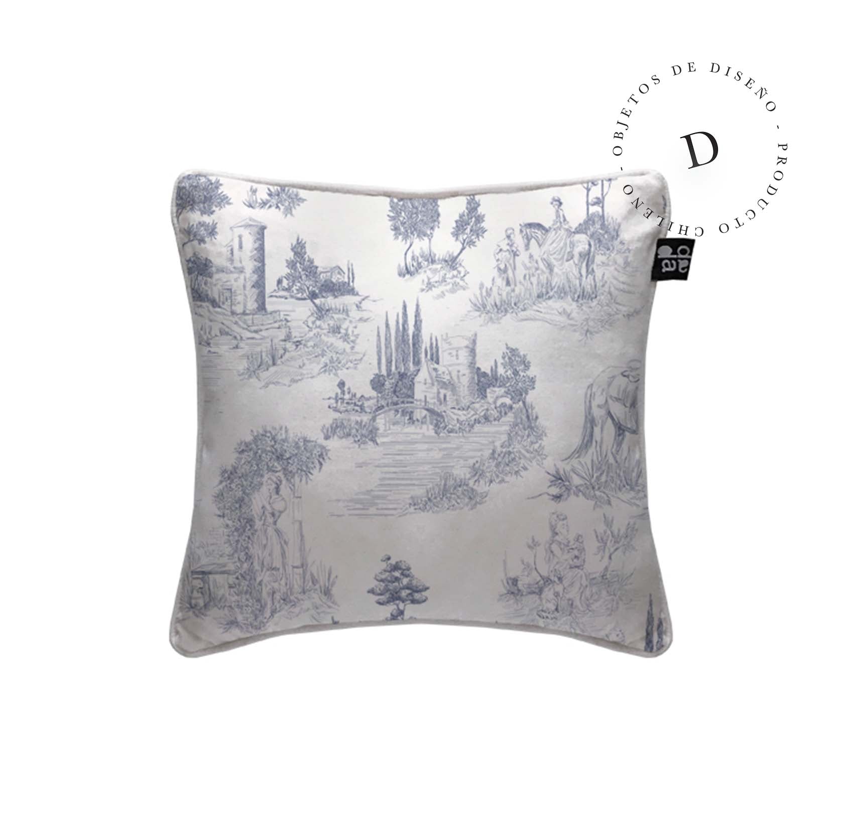 Textiles, Tela, Cojín, Funda Plumón, Piecera, Ropa Cama, Textil, cubre plumón, Genero, Cojines, Manta, Chal, Cubre Cama, Diseño Toile de Jouy Blue