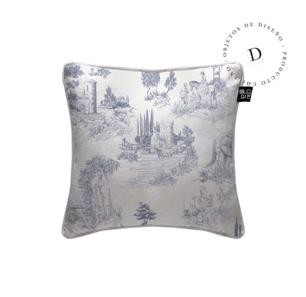 Textiles, Tela, Cojín, Funda Plumón, Piecera, Ropa Cama, Textil, cubre plumón, Genero, Cojines, Manta, Chal, Cubre Cama, Diseño Toile de Jouy Blue