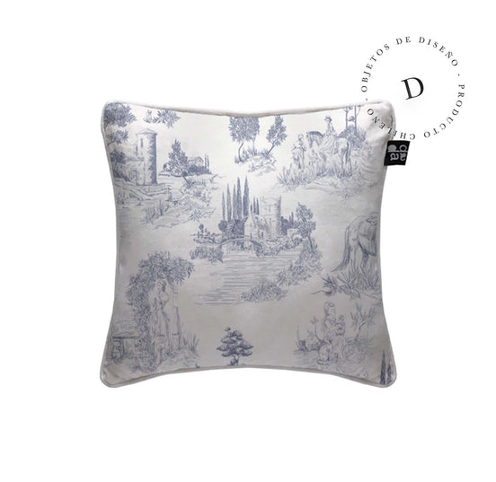 Cojín Toile De Jouy Blue 45 x 45 cm