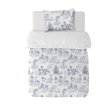 Textiles, Tela, Cojín, Funda Plumón, Piecera, Ropa Cama, Textil, cubre plumón, Genero, Cojines, Manta, Chal, Cubre Cama, Diseño Toile de Jouy Blue