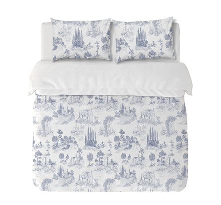 Textiles, Tela, Cojín, Funda Plumón, Piecera, Ropa Cama, Textil, cubre plumón, Genero, Cojines, Manta, Chal, Cubre Cama, Diseño Toile de Jouy Blue