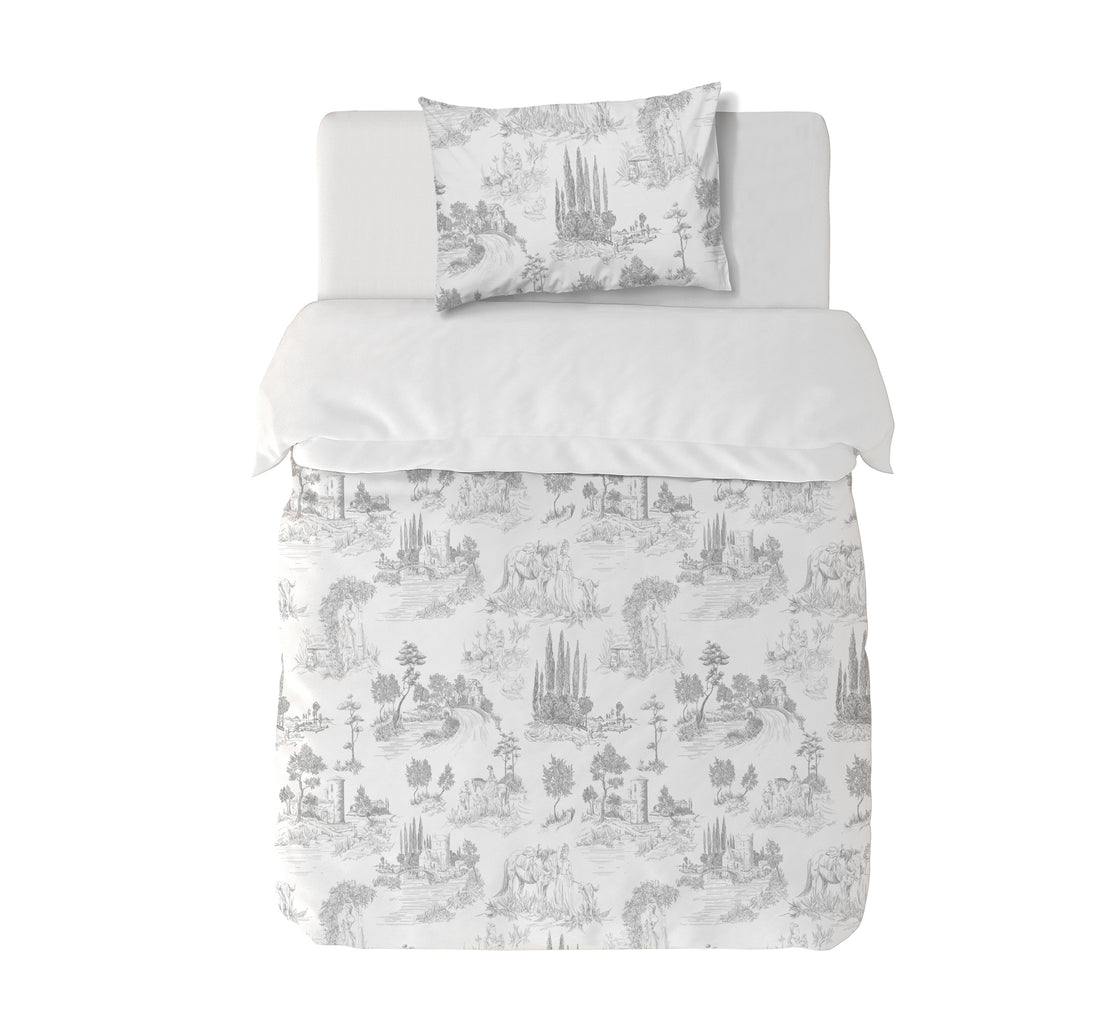 Funda Plumón Toile De Jouy Grey Cuna 145 x 105 cm