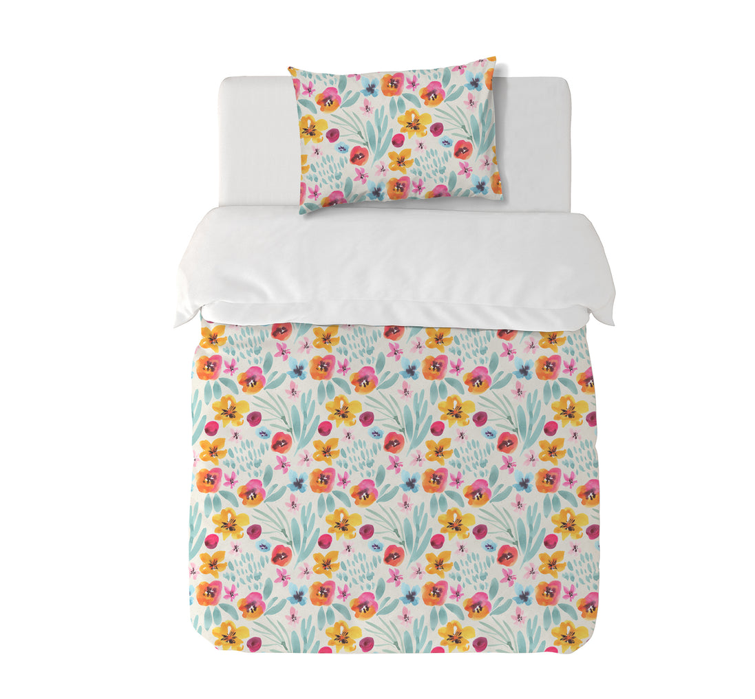Funda Plumón Water Flowers Cuna 145 x 105 cm