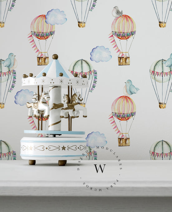 Papel Mural y Vinilico Autoadhesivo para muros de la marca The Wall, diseño de tendencia Air Balloon