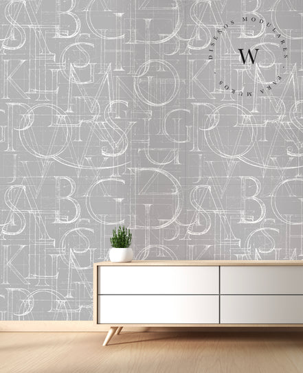Papel Mural y Vinilico Autoadhesivo para muros de la marca The Wall, diseño de tendencia Alfabet