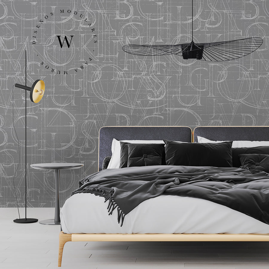Papel Mural y Vinilico Autoadhesivo para muros de la marca The Wall, diseño de tendencia Alfabet