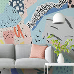 Papel Mural y Vinilico Autoadhesivo para muros de la marca The Wall, diseño de tendencia Art Memphis