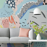 Papel Mural y Vinilico Autoadhesivo para muros de la marca The Wall, diseño de tendencia Art Memphis