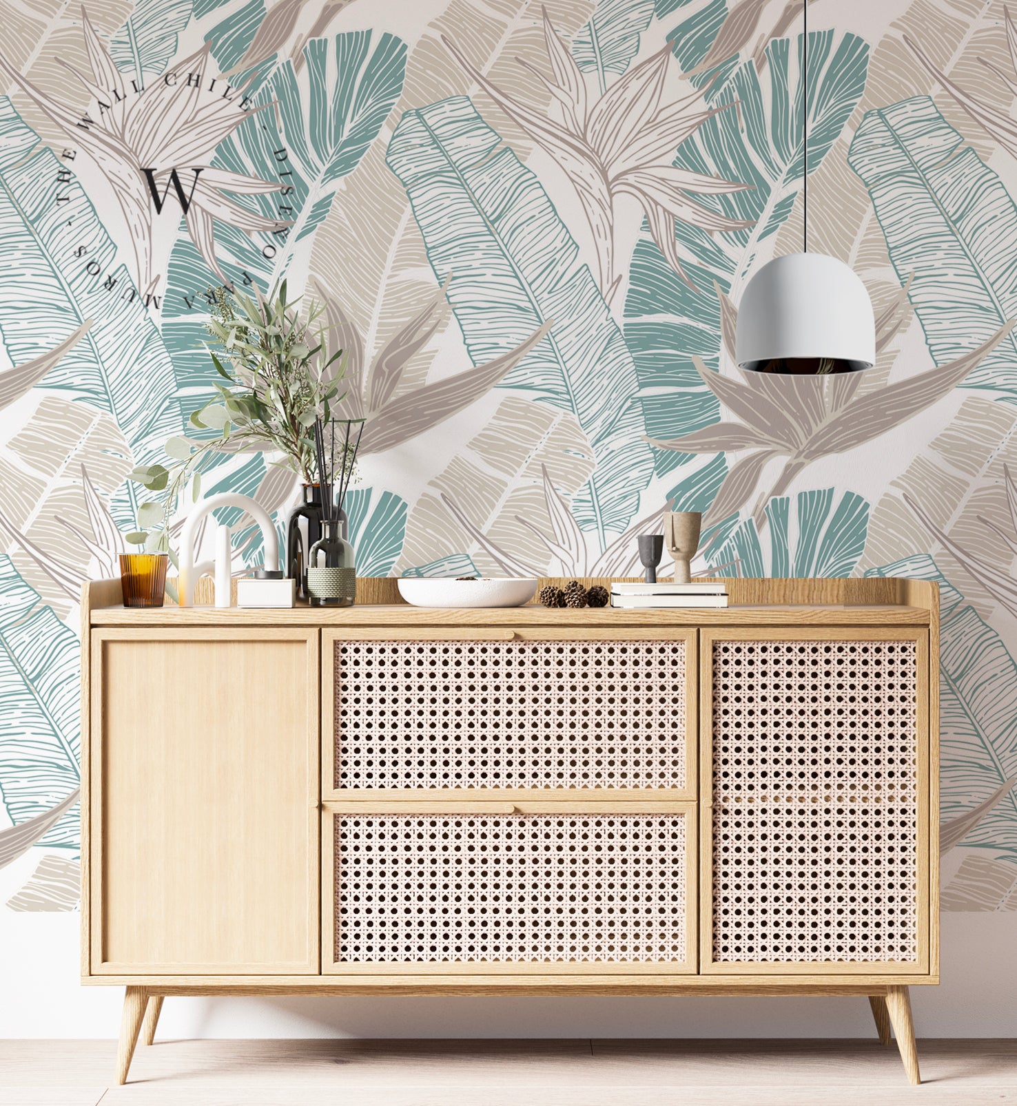 Papel Mural y Vinilico Autoadhesivo para muros de la marca The Wall, diseño de tendencia Banana Leaf