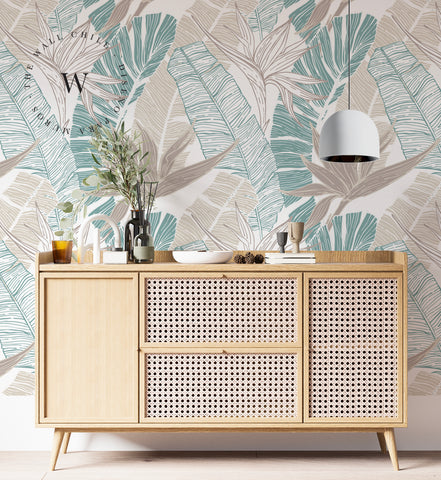Papel Mural y Vinilico Autoadhesivo para muros de la marca The Wall, diseño de tendencia Banana Leaf