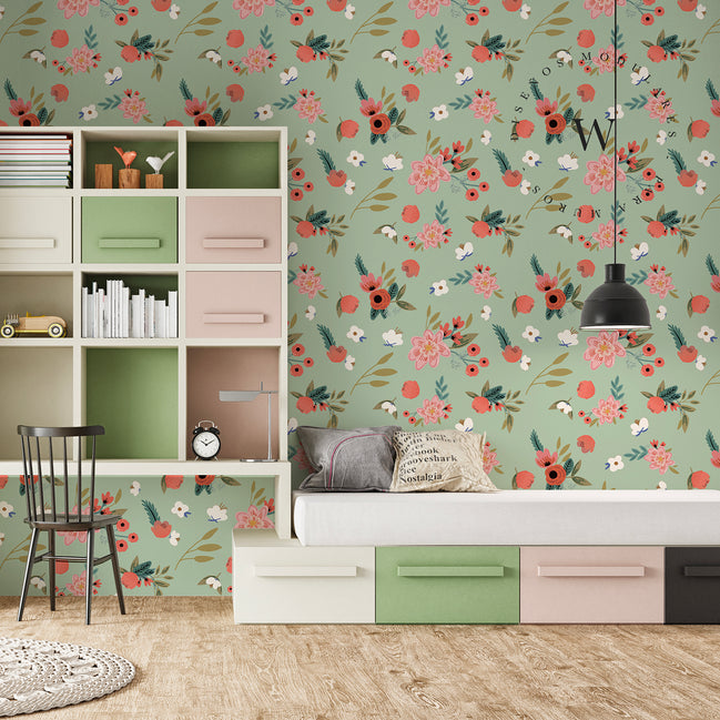 Papel Mural y Vinilico Autoadhesivo para muros de la marca The Wall, diseño de tendencia Beauty Flower
