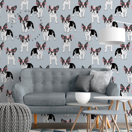 Papel Mural y Vinilico Autoadhesivo para muros de la marca The Wall, diseño de tendencia Beverly Dog