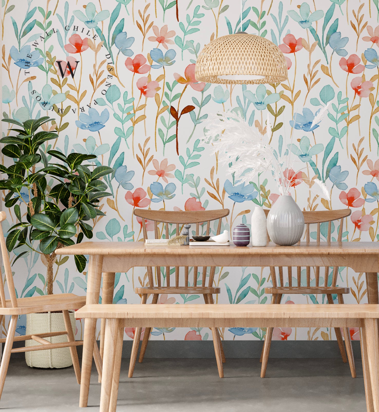 Papel Mural y Vinilico Autoadhesivo para muros de la marca The Wall, diseño de tendencia Big Flowers