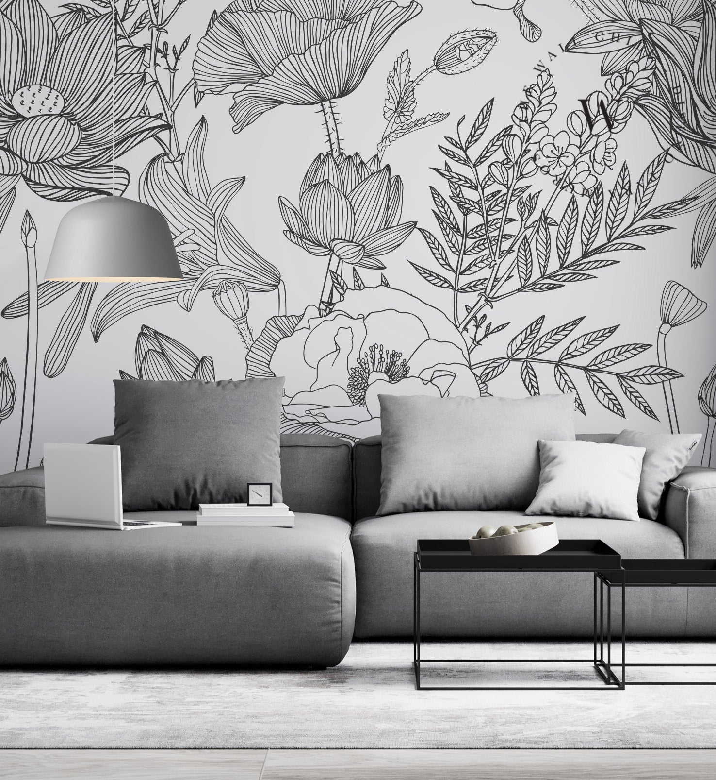 Papel Mural, Papel Pintado, Wallpaper, Mural, Empavonados, Vinilico Autoadhesivo para muros de la marca The Wall, diseño de tendencia Big Garden