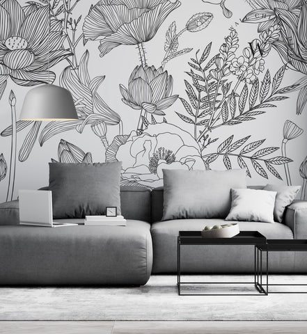 Papel Mural, Papel Pintado, Wallpaper, Mural, Empavonados, Vinilico Autoadhesivo para muros de la marca The Wall, diseño de tendencia Big Garden