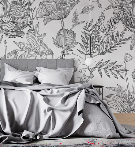 Papel Mural, Papel Pintado, Wallpaper, Mural, Empavonados, Vinilico Autoadhesivo para muros de la marca The Wall, diseño de tendencia Big Garden