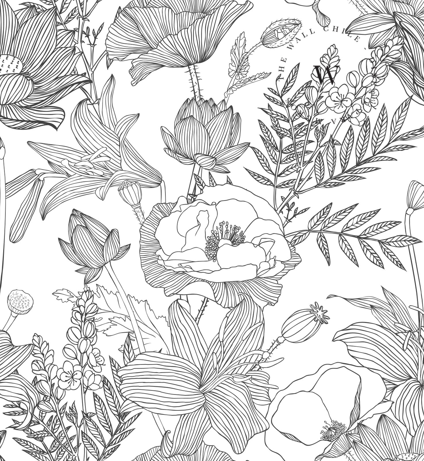 Papel Mural, Papel Pintado, Wallpaper, Mural, Empavonados, Vinilico Autoadhesivo para muros de la marca The Wall, diseño de tendencia Big Garden