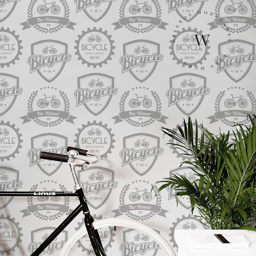 Papel Mural y Vinilico Autoadhesivo para muros de la marca The Wall, diseño de tendencia Bike