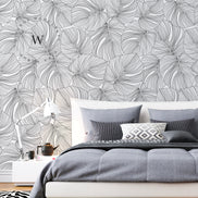 Papel Mural y Vinilico Autoadhesivo para muros de la marca The Wall, diseño de tendencia Black Moustera