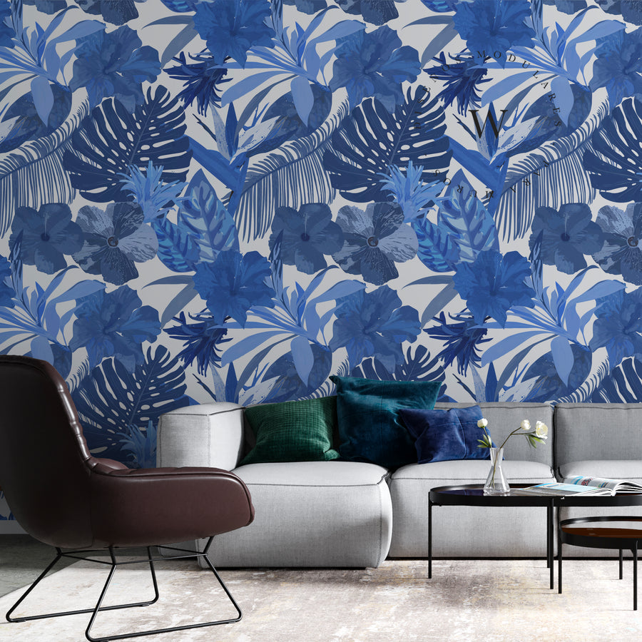 Papel Mural y Vinilico Autoadhesivo para muros de la marca The Wall, diseño de tendencia Blue Amazonas