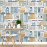 Papel Mural y Vinilico Autoadhesivo para muros de la marca The Wall, diseño de tendencia Blue City