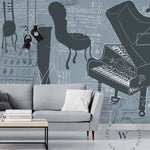 Papel Mural, Papel Pintado, Wallpaper, Mural, Empavonados, Vinilico Autoadhesivo para muros de la marca The Wall, diseño de tendencia Green Graffity The Wall, diseño de tendencia Music