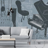 Papel Mural, Papel Pintado, Wallpaper, Mural, Empavonados, Vinilico Autoadhesivo para muros de la marca The Wall, diseño de tendencia Green Graffity The Wall, diseño de tendencia Music