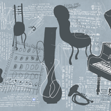 Papel Mural, Papel Pintado, Wallpaper, Mural, Empavonados, Vinilico Autoadhesivo para muros de la marca The Wall, diseño de tendencia Green Graffity The Wall, diseño de tendencia Music