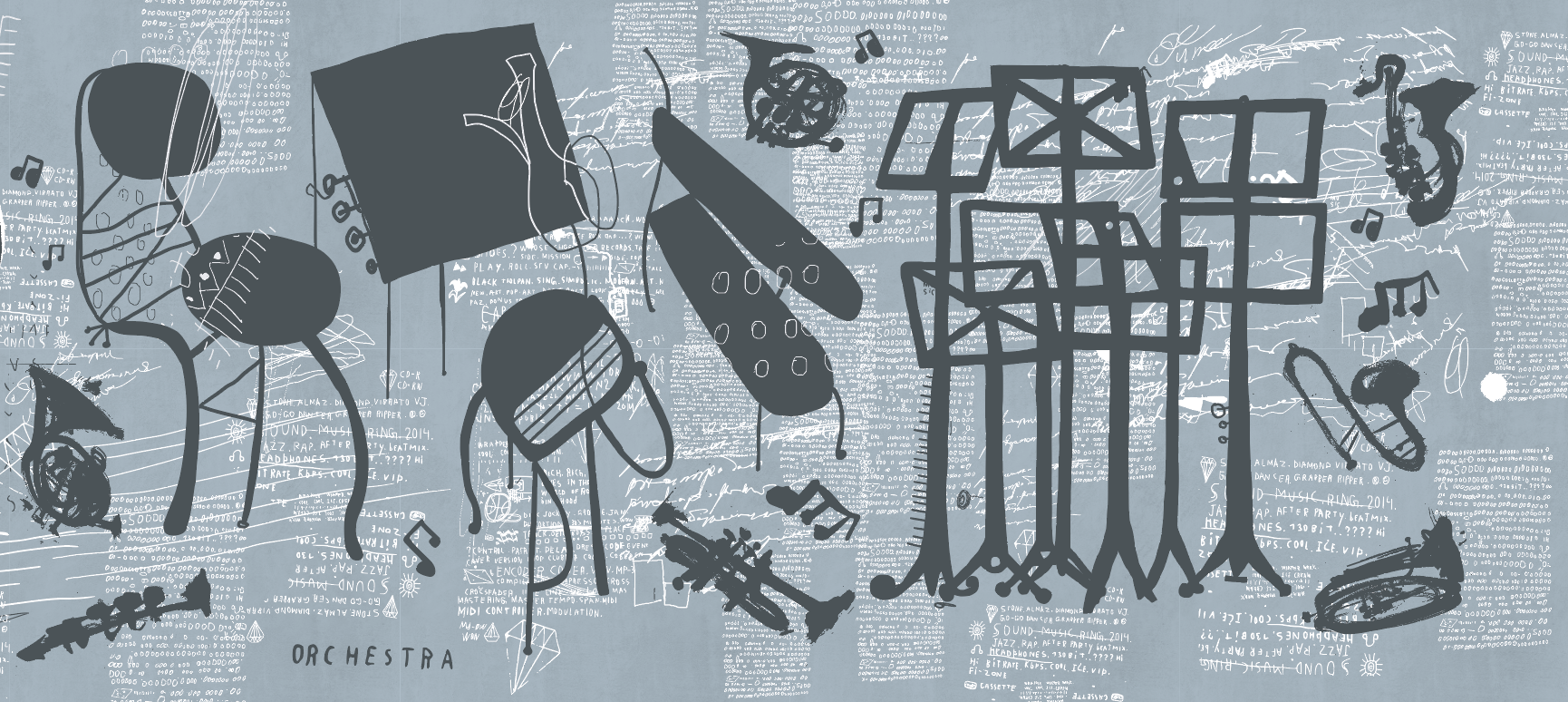 Papel Mural, Papel Pintado, Wallpaper, Mural, Empavonados, Vinilico Autoadhesivo para muros de la marca The Wall, diseño de tendencia Green Graffity The Wall, diseño de tendencia Music