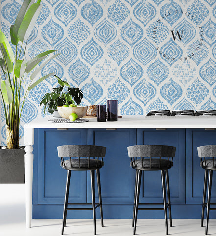 Papel Mural y Vinilico Autoadhesivo para muros de la marca The Wall, diseño de tendencia Blue Jazmine