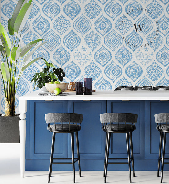 Papel Mural y Vinilico Autoadhesivo para muros de la marca The Wall, diseño de tendencia Blue Jazmine