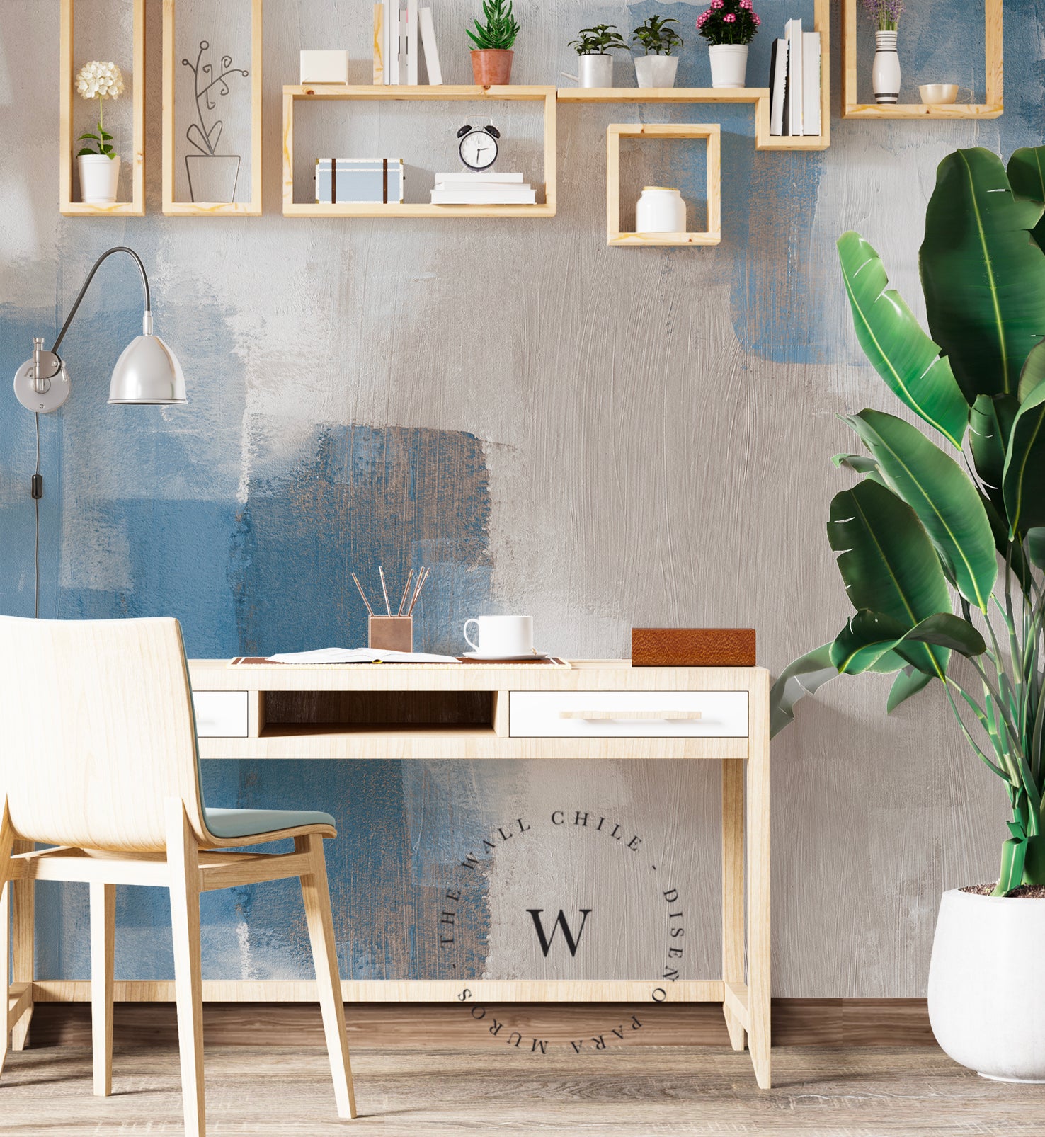 Papel Mural, Papel Pintado, Wallpaper, Mural, Empavonados, Vinilico Autoadhesivo para muros de la marca The Wall, diseño de tendencia Blue Paint