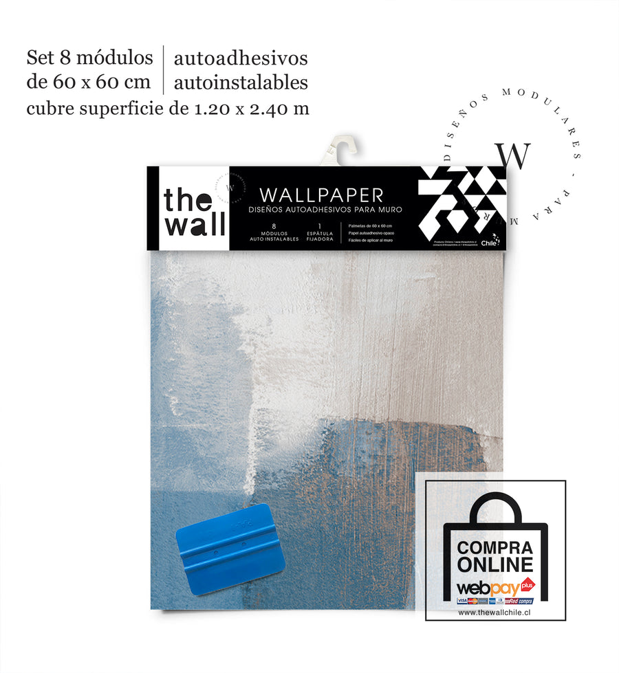 Papel Mural, Papel Pintado, Wallpaper, Mural, Empavonados, Vinilico Autoadhesivo para muros de la marca The Wall, diseño de tendencia Blue Paint