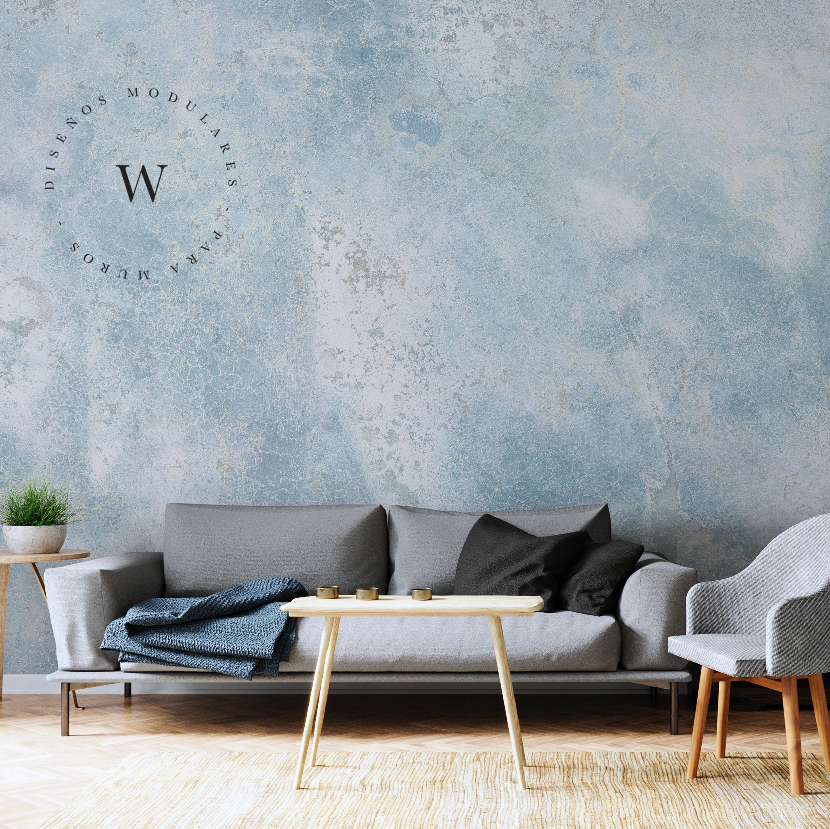 Papel Mural y Vinilico Autoadhesivo para muros de la marca The Wall, diseño de tendencia Blue