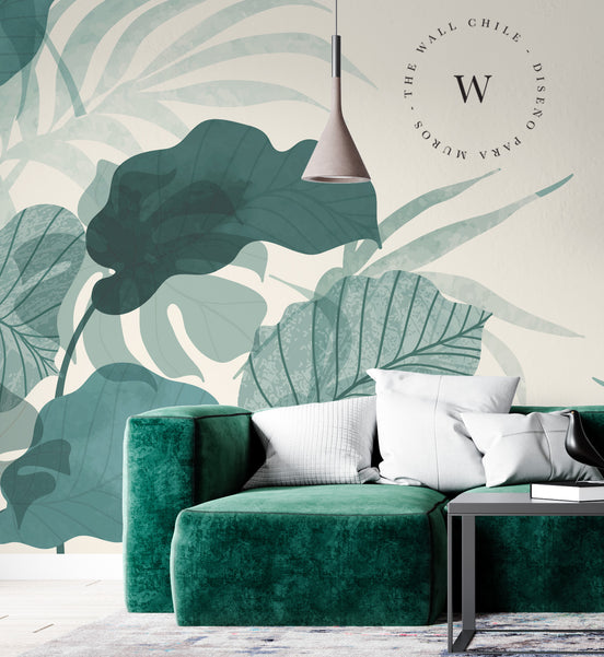 Papel Mural, Papel Pintado, Wallpaper, Mural, Empavonados, Vinilico Autoadhesivo para muros de la marca The Wall, diseño de tendencia Botanic Moustera