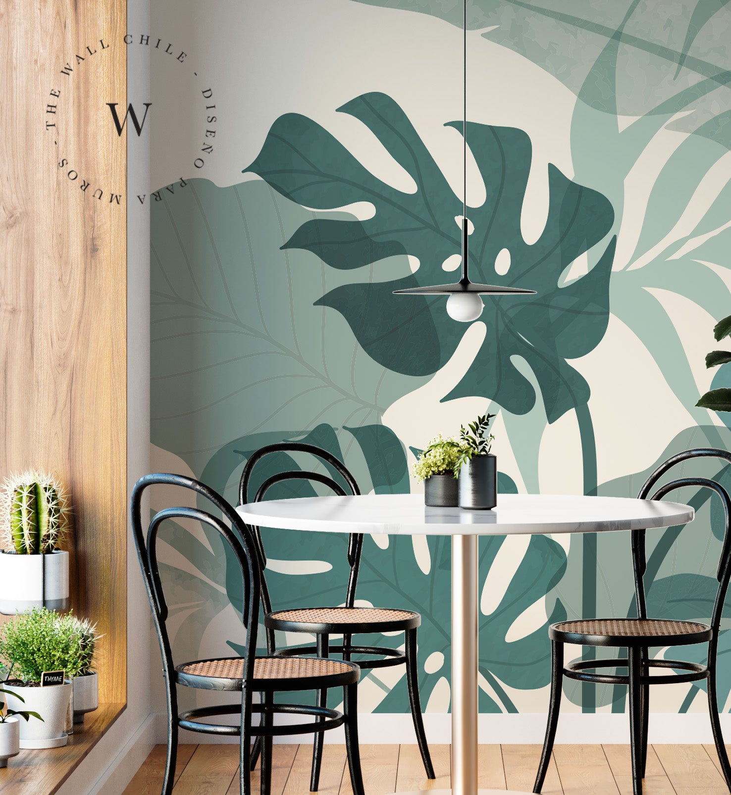 Papel Mural, Papel Pintado, Wallpaper, Mural, Empavonados, Vinilico Autoadhesivo para muros de la marca The Wall, diseño de tendencia Botanic Moustera