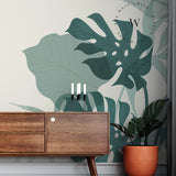 Papel Mural, Papel Pintado, Wallpaper, Mural, Empavonados, Vinilico Autoadhesivo para muros de la marca The Wall, diseño de tendencia Botanic Moustera