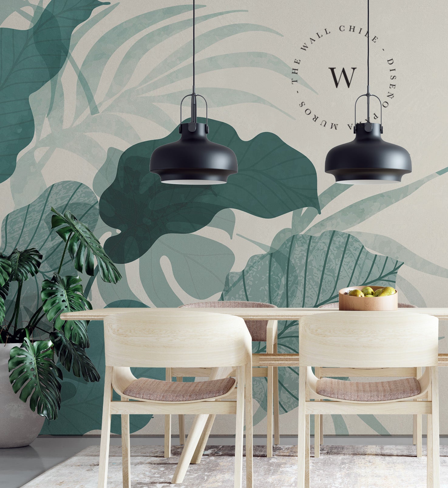 Papel Mural, Papel Pintado, Wallpaper, Mural, Empavonados, Vinilico Autoadhesivo para muros de la marca The Wall, diseño de tendencia Botanic Moustera