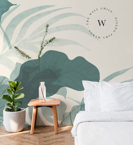 Papel Mural, Papel Pintado, Wallpaper, Mural, Empavonados, Vinilico Autoadhesivo para muros de la marca The Wall, diseño de tendencia Botanic Moustera