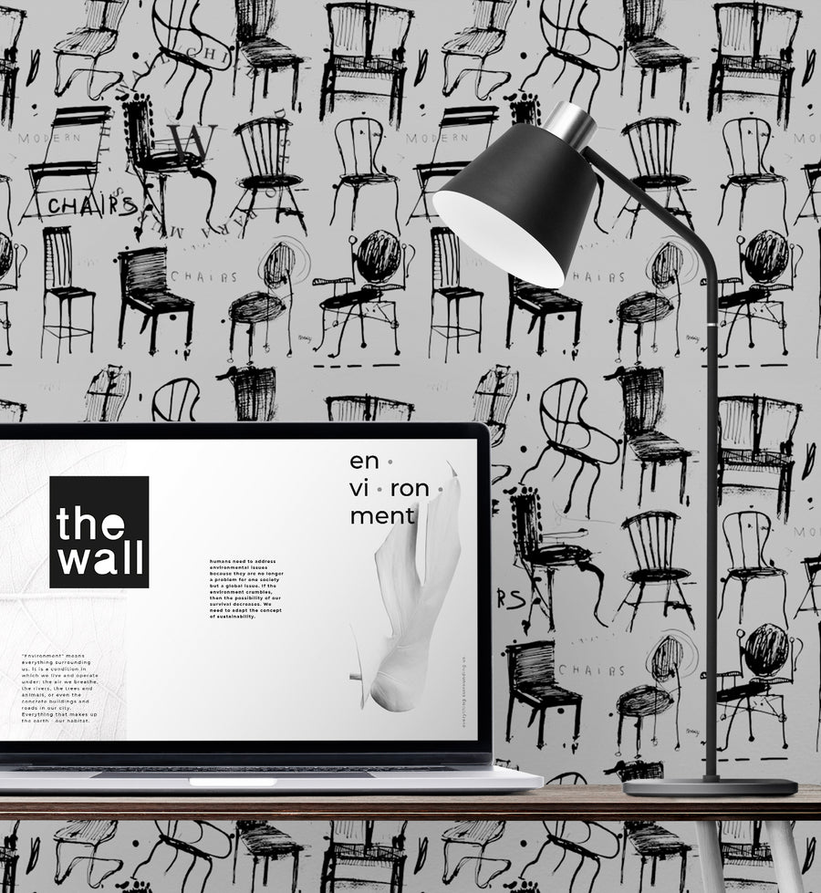 Papel Mural y Vinilico Autoadhesivo para muros de la marca The Wall, diseño de tendencia Chair