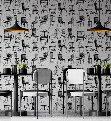 Papel Mural y Vinilico Autoadhesivo para muros de la marca The Wall, diseño de tendencia Chair