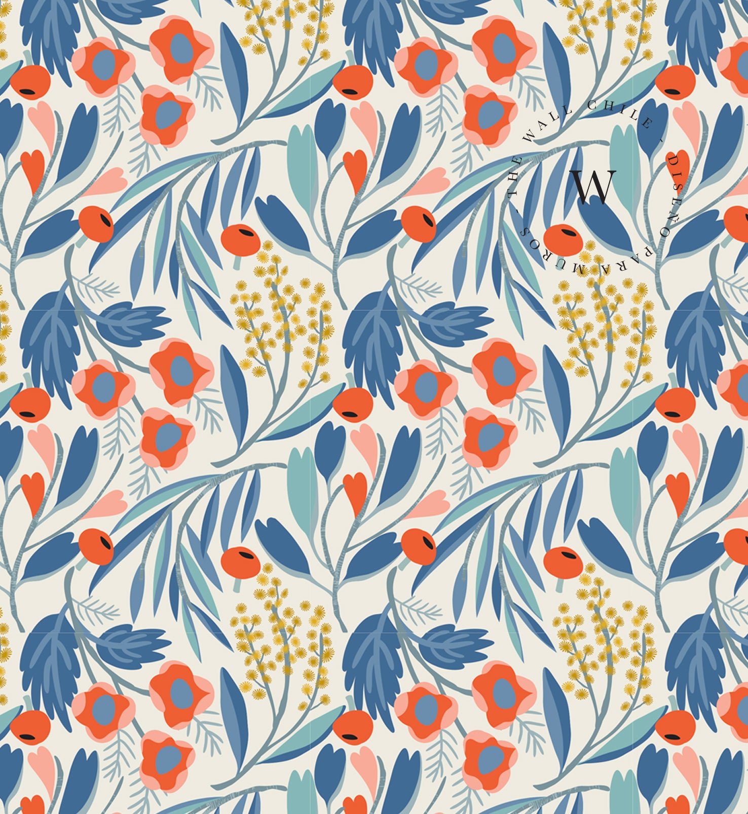 Papel Mural y Vinilico Autoadhesivo para muros de la marca The Wall, diseño de tendencia Color Garden